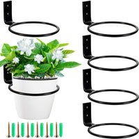 1 x RAW Customer Returns WUWEOT 6 pieces wall mount flower pot 10 cm flower pot holder wall ring wall mounting plants plant holder for home garden balcony black - RRP €17.14