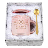 1 x RAW Customer Returns Joymaking 50th Birthday Gift for Women 12oz Pink Coffee Mug with Gift Pack, Birthday Gift for Mother Employee Friend Boss, Coffee Mug for Birthday Gift Christmas - RRP €19.15