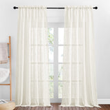 1 x RAW Customer Returns PONY DANCE linen look curtains living room curtains country house style set of 2 H 240 x W 132 cm linen curtain semi-transparent balcony door curtain with rod pull-through, light beige - RRP €28.19