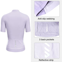 1 x RAW Customer Returns Lo.gas cycling jersey women short sleeve, cycling jersey road bike jersey breathable women bicycle shirt summer bicycle jacket cycling top with 3 pockets M purple - RRP €36.29