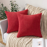 1 x RAW Customer Returns MIULEE Set of 2 Cushion Covers Corduroy Cushion Cover Decorative Pillowcase Sofa Cushion Couch Cushion Throw Pillow Decorative Pillowcase Decorative Cushion Cover with Hidden Zipper 50 x 50 cm Red - RRP €21.99