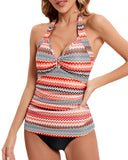 1 x RAW Customer Returns VILOREE Fashion Women s Tankini Set Two-Piece Swimwear Swimsuit Nechholder Tummy Control Colorful Stripes M - RRP €27.22