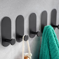 10 x Brand New Taozun towel holder without drilling - 5 pieces stainless steel towel hooks, self-adhesive black adhesive hooks, wall hooks, rust-proof for kitchen and bathroom - RRP €79.9