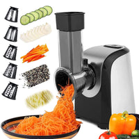 1 x RAW Customer Returns Vegetable cutter Electric chopper Multifunction 5 in 1, food processor 150W, spiral cutter for fruit and vegetable noodles - RRP €71.7