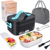 1 x RAW Customer Returns XREXS Electric Lunch Box 75W, Food Warmer Car 3 In 1 12V 24V 220V , 1.5L Stainless Steel Lunch Box Electric Lunch Box Truck Household Camping, Portable Bento Heating Lunch Box with Fork, Spoon - RRP €24.0