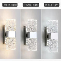 1 x RAW Customer Returns Nordic Crystal Wall Lamp - Modern LED Silver Wall Lamp, for Living Room Bedroom Kitchen Hallway Indoor Lighting 3-Color Light  - RRP €99.99