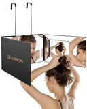 1 x RAW Customer Returns JUSRON 360 degree mirror with light, folding mirror 3 parts for cutting hair yourself, height-adjustable rechargeable cosmetic mirror shaving mirror hairdressing mirror for makeup shaving styling - RRP €58.02