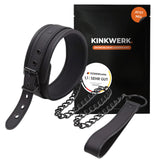 1 x RAW Customer Returns KINKWERK Cuffs Real PU for Neck Collar with guide chain Flexible Robust for bondage games Comfortable inner lining Aesthetic, discreet design BDSM, Bondage - RRP €19.15