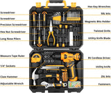 1 x RAW Customer Returns DEKO 126 Piece Power Tool Combo Kits with 8V Cordless Drill, 10MM 3 8 Keyless Chuck, Professional Household Home Tool Kit Set, DIY Hand Tool Kits for Garden Office Home Repair - RRP €75.99