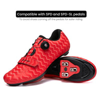 1 x RAW Customer Returns ARTVEP Cycling Shoes Men Women Road Bike Shoes MTB Cycling Shoes Compatible with Look SPD SPD-SL Delta Lock Pedal Riding Shoes Peloton Shoes Stripes Red EU46 280 - RRP €59.99