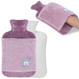 6 x Brand New Thick hot water bottle with cover and kangaroo pocket, 2L large bed bottle for children and adults, BPA free, odorless purple  - RRP €70.8