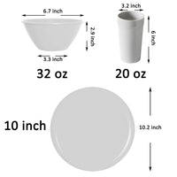 4 x Brand New Youngever set of 18 plastic tableware, plates 25CM , bowls 1000ML , cups 600ML , service for 6 Urban  - RRP €131.96