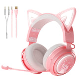 1 x RAW Customer Returns Somic Gaming Headphones with Mic, Cat Ear Headphones, Wired 3.5mm Earphone with Retractable Mic Noise Cancelling for Xbox One, PS5, PS4, PC, Pink - RRP €39.99