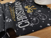 1 x Brand New Lifestyle table runner Christmas High-quality tablecloth, dark gray in a chic color combination 40x140 cm Christmas decoration table stars Merry Christmas Elegance Stain protection and washable - RRP €20.39