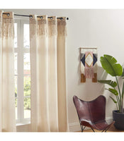 1 x RAW Customer Returns Atmosphera - Curtain Rituality made of macrame - 140 260 cm - Beige - RRP €31.04