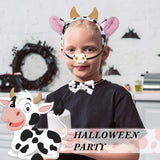 1 x RAW Customer Returns Aoriher 4 Pieces Cow Costume Set Ears Horns Headband Cow Nose Bow Tie and Tail Cow Dress Costume Set Accessories for Kids Halloween Carnival World Book Day Cosplay - RRP €14.0