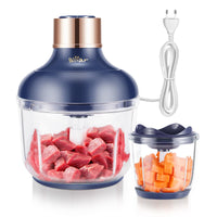 1 x RAW Customer Returns Bear 0.6L 2L Electric Mini Chopper, 2 Speed Levels, Chopper with 4 Stainless Steel Blades and Meat Grinder, Glass Container Chopper for Meat, Baby Food, Fruit, Vegetables - RRP €49.06