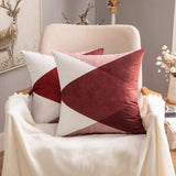 1 x RAW Customer Returns MIULEE Faux Suede Cushion Cover Protectors Geometric Design Case Cushions Sofa Decoration for Chair Bed Bedroom Living Room Pillowcases 2 Pieces 45x45 cm Fusion Red - RRP €15.49