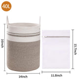 1 x Brand New 3-piece blanket basket, 1-piece 40L cotton rope laundry basket and 2-piece mesh laundry bag,Laundry Basket with Handle for Living Room, Laundry Basket for Pillows, Toys, Clothes. - RRP €18.24