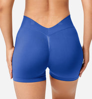 1 x Brand New Yiifit Sport Shorts Women V Back 3.5 Scrunch Butt Gym Shorts High Waist Crossback Leggings Sports Pants Short for Summer Fitness Workout Blue X-Large - RRP €27.6