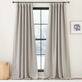 1 x RAW Customer Returns PONY DANCE Curtain Beige Opaque Linen Look Curtains with Ruffle Tape Set of 2 H 260 x W 140 cm Blackout Curtain for Rail Opaque Linen Blackout Curtains for Living Room, Caramel - RRP €50.88