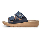 1 x RAW Customer Returns JOMIX mules women summer strap sandals with wedge heel soft anatomical rubber slippers hiking sea beach pool garden shoes navy, 39 EU  - RRP €60.0