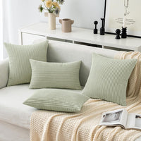 1 x RAW Customer Returns MIULEE Set of 2 Cushion Covers Corduroy Cushion Cover Decorative Pillowcase Throw Pillow Sofa Cushion Corduroy Cushion Cover Decorative Cushion Covers Pillow for Sofa Armchair Home Bedroom 60 x 60 cm Pastel Green - RRP €26.21