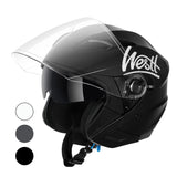 1 x RAW Customer Returns Westt Motorcycle Helmet with Visor and Sun for Men and Women, Moped Scooter Chopper Motorcycle Half Face Pilot Helmet, ECE DOT Certified, Matte Black, S 53-54 cm  - RRP €71.76