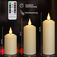 1 x RAW Customer Returns yunsheng Rechargeable LED candles with 10-button remote control, outdoor waterproof flameless candles with 6 8H timer, Roman pillar candle in a set of 6 5.1x10.5 14 16.5cm , ivory, Type-C - RRP €23.39