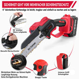 1 x RAW Customer Returns Mini chainsaw 6 inches, cordless chainsaw with battery and charger, with 2 x 24V 3.0Ah batteries brushless chainsaw, quick charger, automatic adjustment of the chain tension, tool-free red  - RRP €97.57