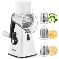 1 x RAW Customer Returns Yabano vegetable cutter, grater for vegetables with 3 drum blades, drum grater quick and easy cutting, vegetable slicer ideal for cheese, cucumbers, carrots, nuts etc. white  - RRP €25.99