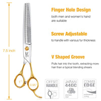 1 x RAW Customer Returns JASON professional chunker scissors for dogs, thinning scissors, dog scissors, fur scissors, dog grooming scissors made of Japanese 440C stainless steel, 7.5 inches, 40 teeth - RRP €39.99