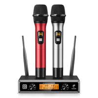 1 x RAW Customer Returns TONOR Dual Wireless Microphone Professional UHF Handheld Wireless Microphone System, Home KTV Set for Karaoke, DJ, Party, 60 Meters, TW820, Black and Red - RRP €109.74