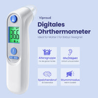 1 x RAW Customer Returns Ear thermometer for baby adults, ear thermometer with age precision and color-coded temperature display, digital infrared thermometer with 21 disposable protective caps - RRP €29.99