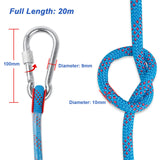 1 x RAW Customer Returns Bolatus 10mm safety rope 20 meters, nylon outdoor rescue rope high-strength rope with carabiner safety rope for emergency survival, fire rescue, load capacity 1500 KG blue  - RRP €28.49