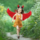 8 x Brand New 60 cm Halloween wings red, angel wings red with devil horn red, red angel costume women, angel wings red, red angel costume girls, devil wings Helloween, angel and devil wings costume women - RRP €72.48