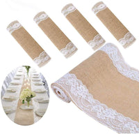 1 x RAW Customer Returns TINWARM 5PCS 30x275CM Jute Table Runner in Vintage Look, Lace Hessian Table Runner for Wedding Gift Festival Event Table Decoration Festival Party Celebration Preferred - RRP €39.99