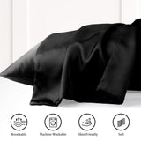 1 x Brand New PiccoCasa pillowcase 40x60cm satin pillowcase set of 2 cozy pillowcases with zipper like silk pillowcase for pillow sleeping pillow decorative pillow black 40x60cm - RRP €13.61