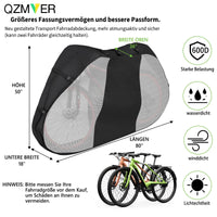 1 x RAW Customer Returns QZMVER Waterproof outdoor bicycle storage, bicycle cover for transporting 1-2 bicycles, tear-resistant bicycle cover for rear carrier, heavy duty PU coating bicycle and e-bike transport protection - RRP €65.99