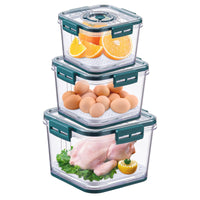 4 x Brand New KEPEAK Refrigerator Organizer Set of 3, Refrigerator Organizer, Storage for Fruit, Vegetables, Grains, with Internal Draining Board and Ventilation Hole, Adjustable Time and Date, BPA-free - RRP €80.64