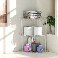 1 x RAW Customer Returns Sezanrpt 3 Tier Acrylic Corner Shelf Organizer Storage 24x24x40cm, Transparent Countertop Corner Shelf for Bathroom, Kitchen, Bedroom, Office, Study - RRP €29.23