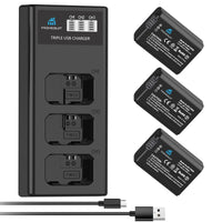 1 x RAW Customer Returns Homesuit NP-FW50 Battery 1300mAh and THREE Slots LCD Charger Kit for Sony ZV-E10, Alpha A6000, A6500, A6300, A6400, A7II, A7RII, A7SII, A7S2, A7R, A7R2, A55, A5100, RX10 Camera 3 Pack  - RRP €39.31