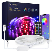 1 x RAW Customer Returns TASMOR USB LED Strip 10M, Dimmable 5050 RGB LED Strip 10M Controllable via App, Remote Control, Timer Mode, 16 Million Colors LED Tape 10M, 5V LED Lights Sync with Music LED Strip for Party - RRP €23.44