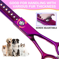 1 x RAW Customer Returns JASON 7.5 Chunker Scissors - Professional Thinning Scissors for Dogs Thinning Scissors Dog Scissors with 16 Teeth Japanese Stainless Steel Grooming Scissors for Dogs Cats, Purple - RRP €29.29