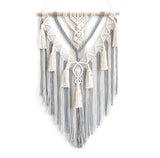 1 x RAW Customer Returns BeauGarden Boho Macrame Wall Hanging, Macrame Motif, Ivory and Grey - RRP €23.18