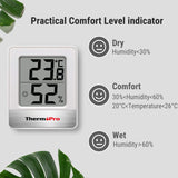 1 x RAW Customer Returns ThermoPro TP49 digital mini thermo-hygrometer thermometer hygrometer indoor temperature and humidity meter with smiley indicator for greenhouse, living room, white - RRP €8.18