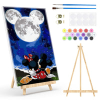 4 x Brand New NAIMOER Cartoon Painting By Numbers Adults, Framed Painting By Numbers with Wooden Holder, Moon Painting By Numbers Children DIY Acrylic Oil Painting With All Tools Home Table Wall Decoration 30X40cm - RRP €81.6