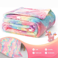 1 x RAW Customer Returns iEvery Unicorn Blanket Cuddly Blanket Children Girls Fluffy Blanket Glow in The Dark Unicorn Luminous, Soft Blanket Fleece Blanket Unicorn Blanket Gift for Children, 150x130cm - RRP €23.71