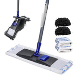 1 x RAW Customer Returns Masthome Microfiber Flat Mop with 360 Rotating Head, Flat Floor Mop for Dry and Wet Floor Cleaning, with 2 Microfiber Mops and 2 Chenille Mops - RRP €20.4