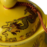 1 x RAW Customer Returns Yellow Porcelain Teapot 340ml Stainless Steel Dragon Filtration Insert Loose Tea Imperial Yellow  - RRP €19.1